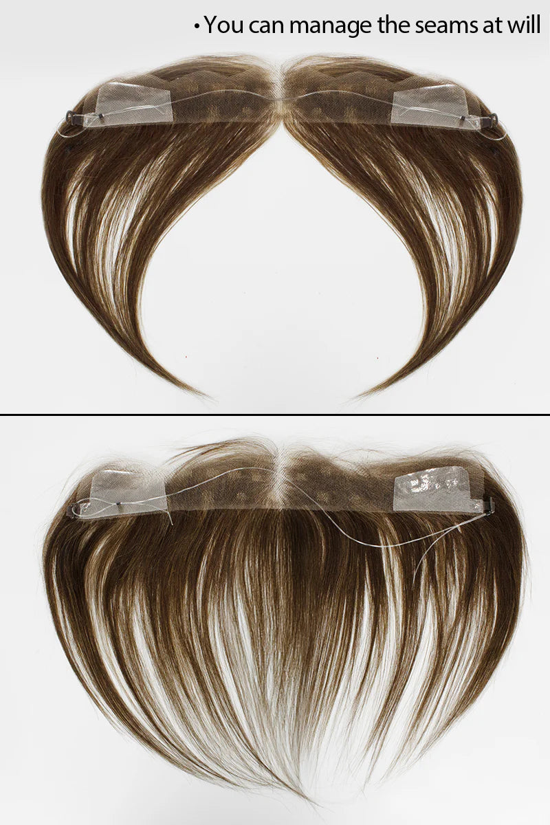 Aurora Hair Hairline Topper: Breathable Lace|Halo Wire|Natural Look Dark Brown mix Medium Ash Brown #P2/6