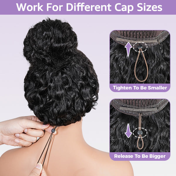 Burmese Curly Glueless Wig 4/27 Highlight Color Pre Cut 9x6 Lace Elastic Drawstring Wear Go Wig