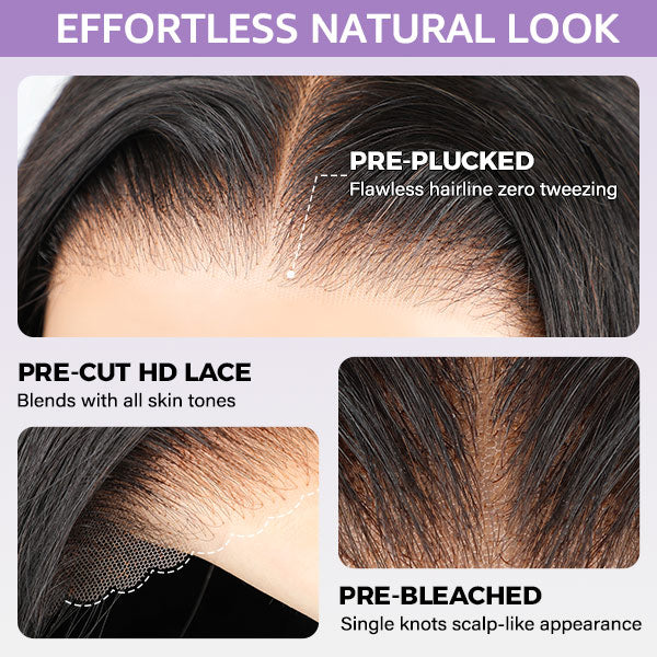 Wand Curl Pre Cut 9x6 HD Lace Wear & Go Glueless Wig 100% Human Hair Pre Bleached Tiny Knots