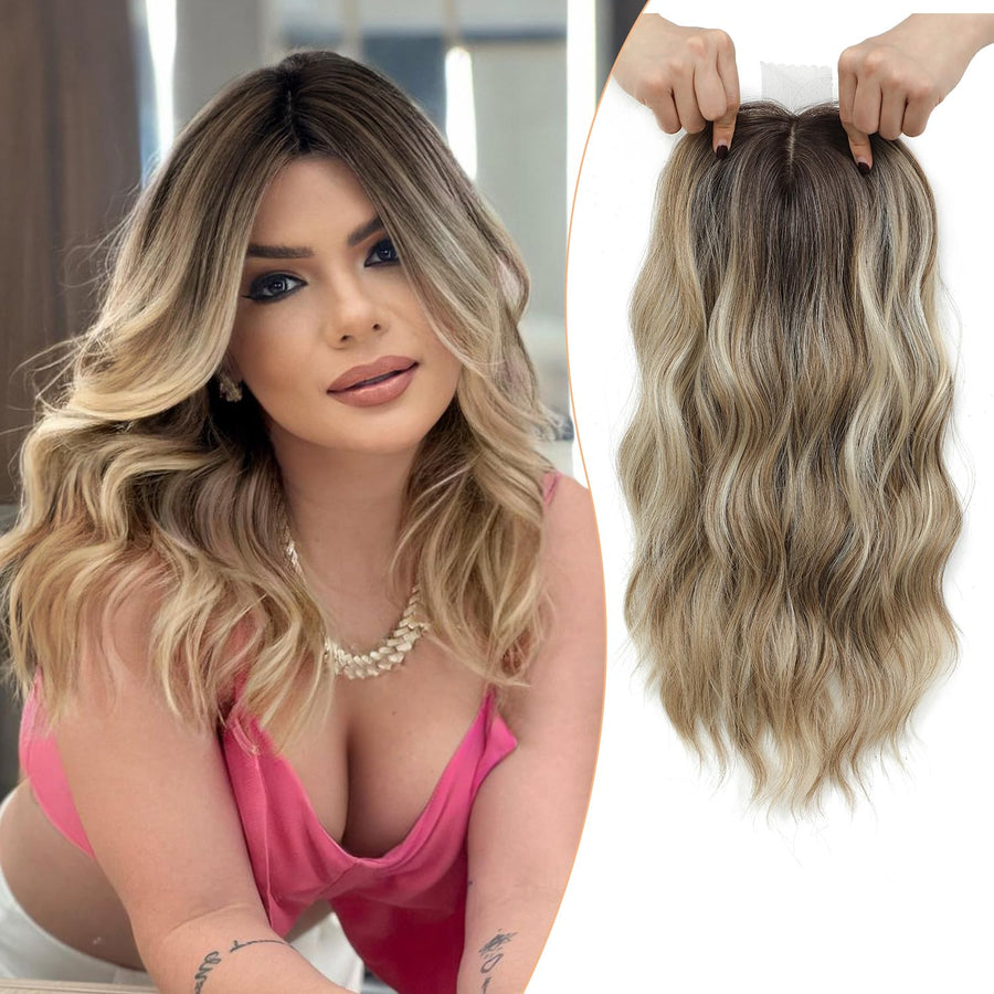 Balayage hair topper result