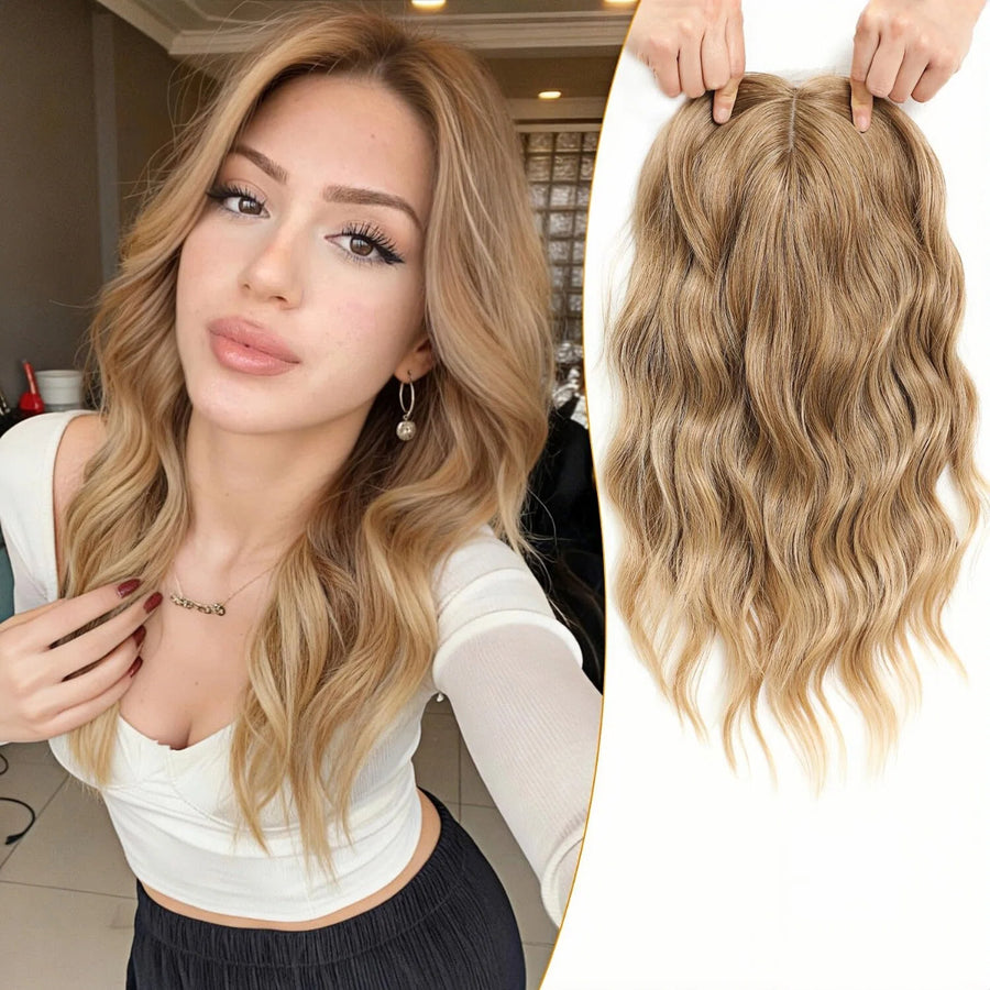 Wavy hair topper product and model