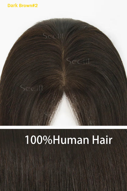 Carlin Human Hair Topper Dark Brown #2
