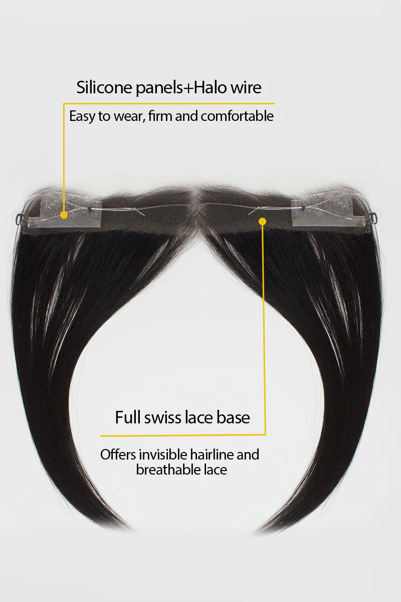 Aurora Hairline Topper: Breathable Lace|Halo Wire|Natural Look Natural Black #1B