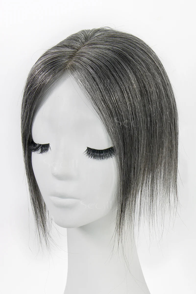 Flavia Silk Top Remy Human Hair Topper #Medium Grey