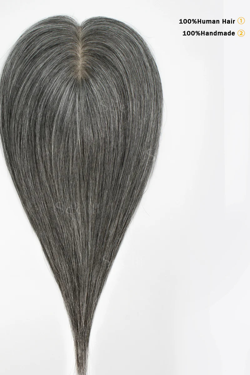 Flavia Silk Top Remy Human Hair Topper #Medium Grey