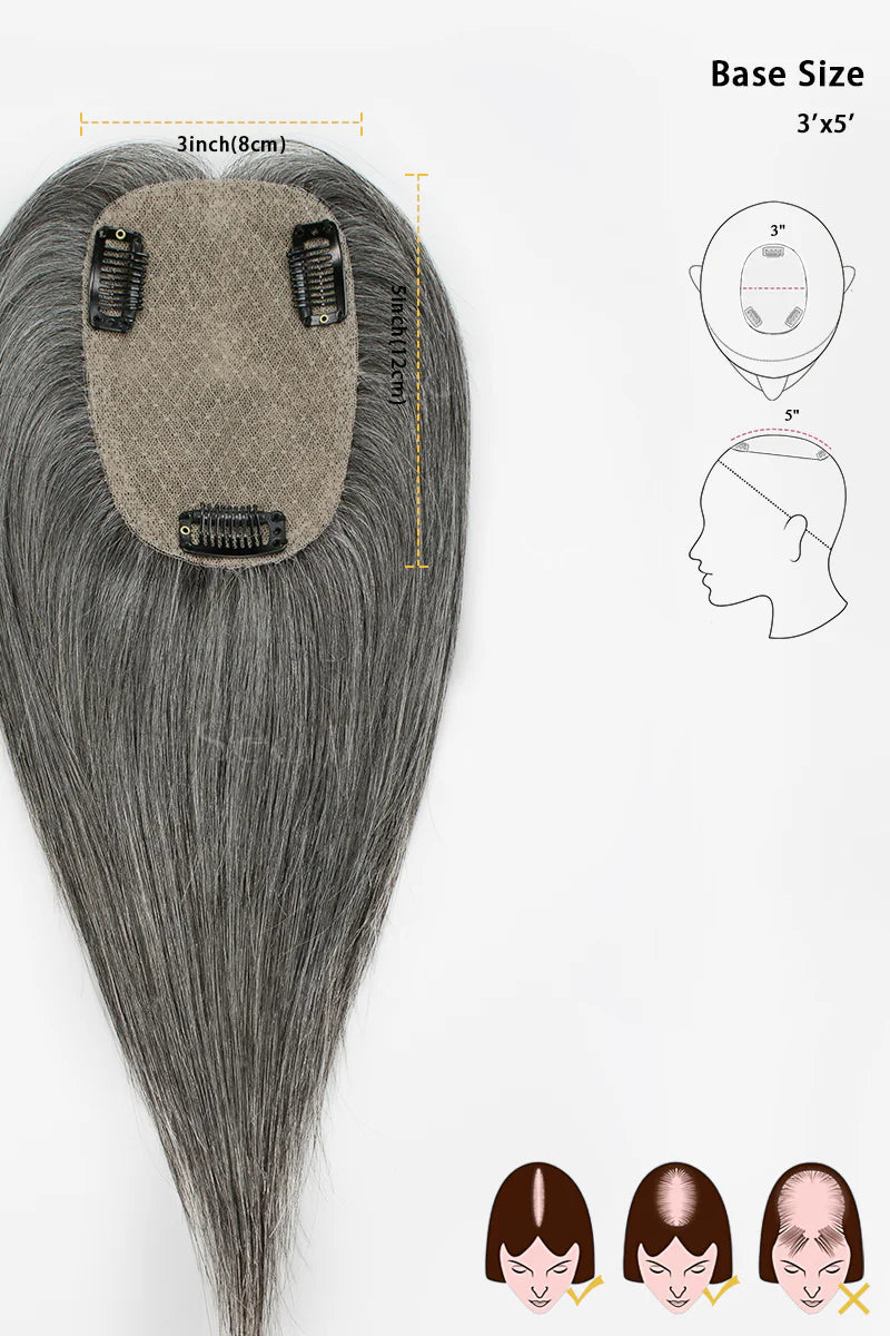 Flavia Silk Top Remy Human Hair Topper #Medium Grey