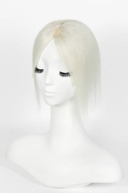Flavia Silk Top Remy Human Hair Topper #Silver Grey White