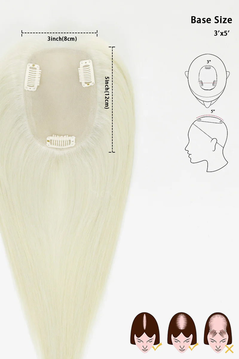 Flavia Silk Top Remy Human Hair Topper #Platinum Blonde #60