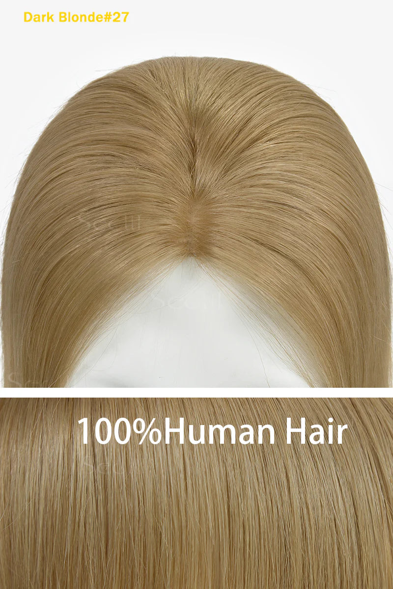 Flavia Silk Top Remy Human Hair Topper Dark Blonde #27