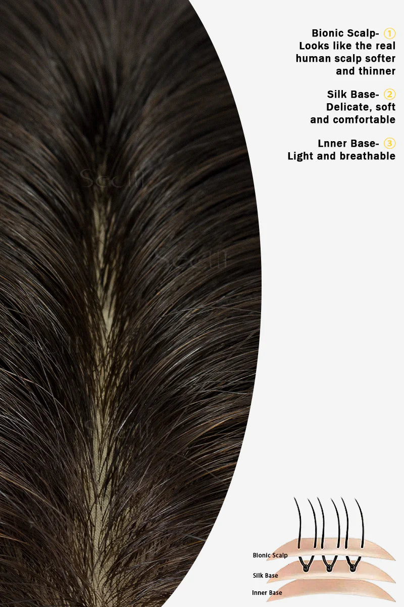 Flavia Silk Top Remy Human Hair Topper Dark Brown #2