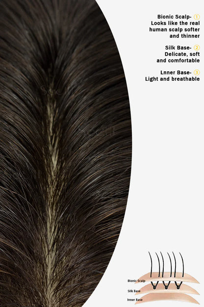 Flavia Silk Top Remy Human Hair Topper Dark Brown #2