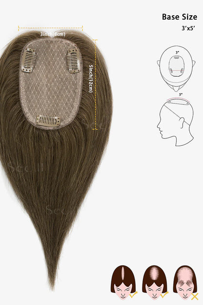 Flavia Silk Top Remy Human Hair Topper Light Brown #6