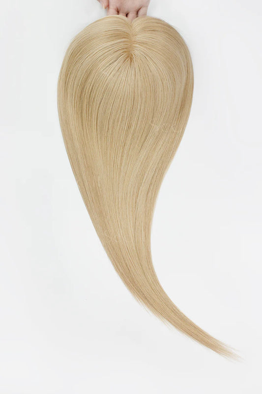 Flavia Silk Top Remy Human Hair Topper Dark Blonde with Light Blonde #P10/16 Lighter
