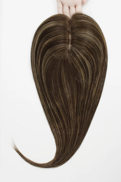 Flavia Silk Top Remy Human Hair Topper Dark Mousse Brown #P4/4/27
