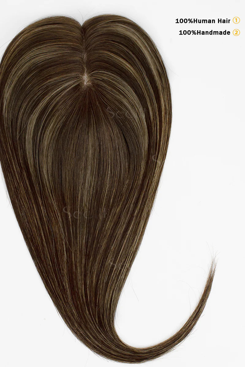 Flavia Silk Top Remy Human Hair Topper Dark Mousse Brown #P4/4/27