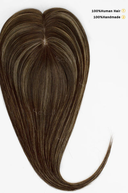 Flavia Silk Top Remy Human Hair Topper Dark Mousse Brown #P4/4/27