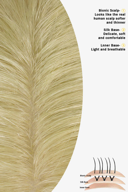 Flavia Silk Top Remy Human Hair Topper #Platinum Blonde Grey