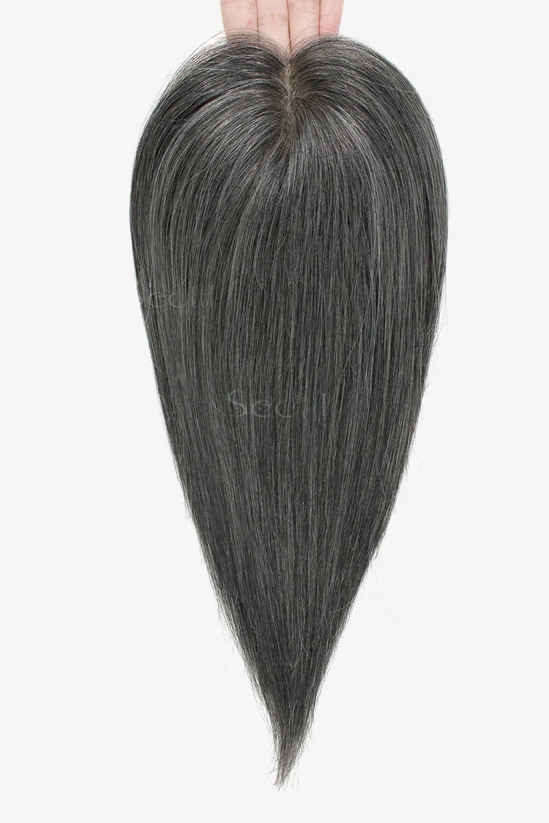 Flavia Silk Top Remy Human Hair Topper #Dark Grey