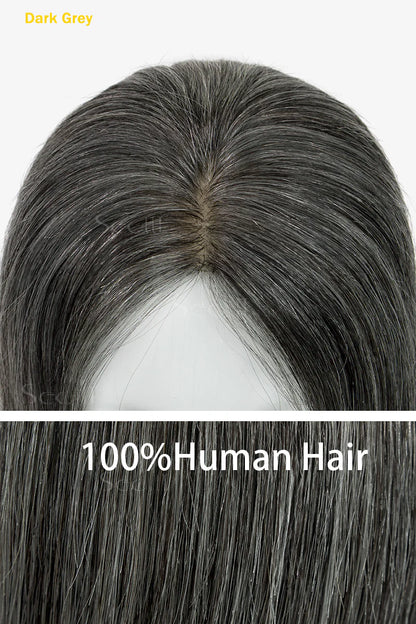 Flavia Silk Top Remy Human Hair Topper #Dark Grey