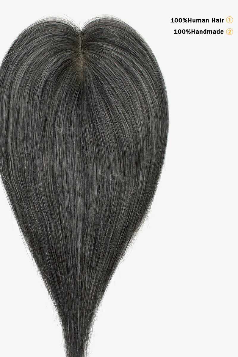 Flavia Silk Top Remy Human Hair Topper #Dark Grey