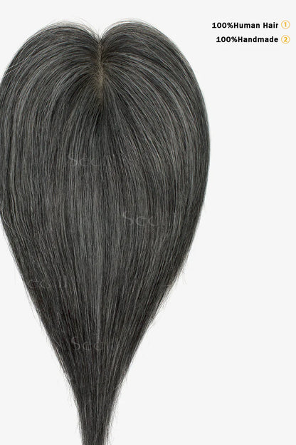 Flavia Silk Top Remy Human Hair Topper #Dark Grey