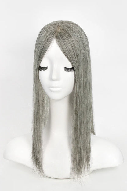 Flavia Silk Top Remy Human Hair Topper #Light Grey