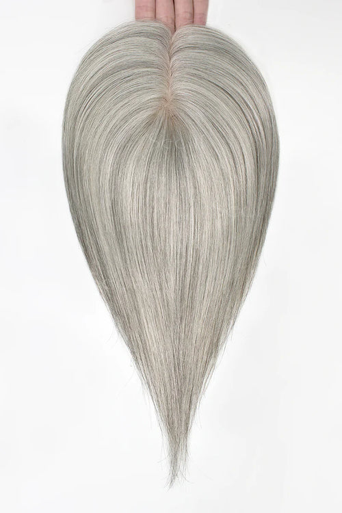 Flavia Silk Top Remy Human Hair Topper #Light Salt and Pepper Grey