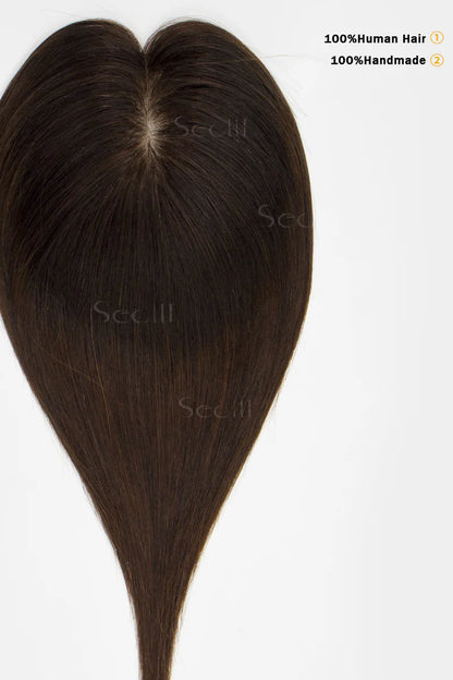 Flavia Silk Top Remy Human Hair Topper Dark Brown/Chocolate Brown #T2/3