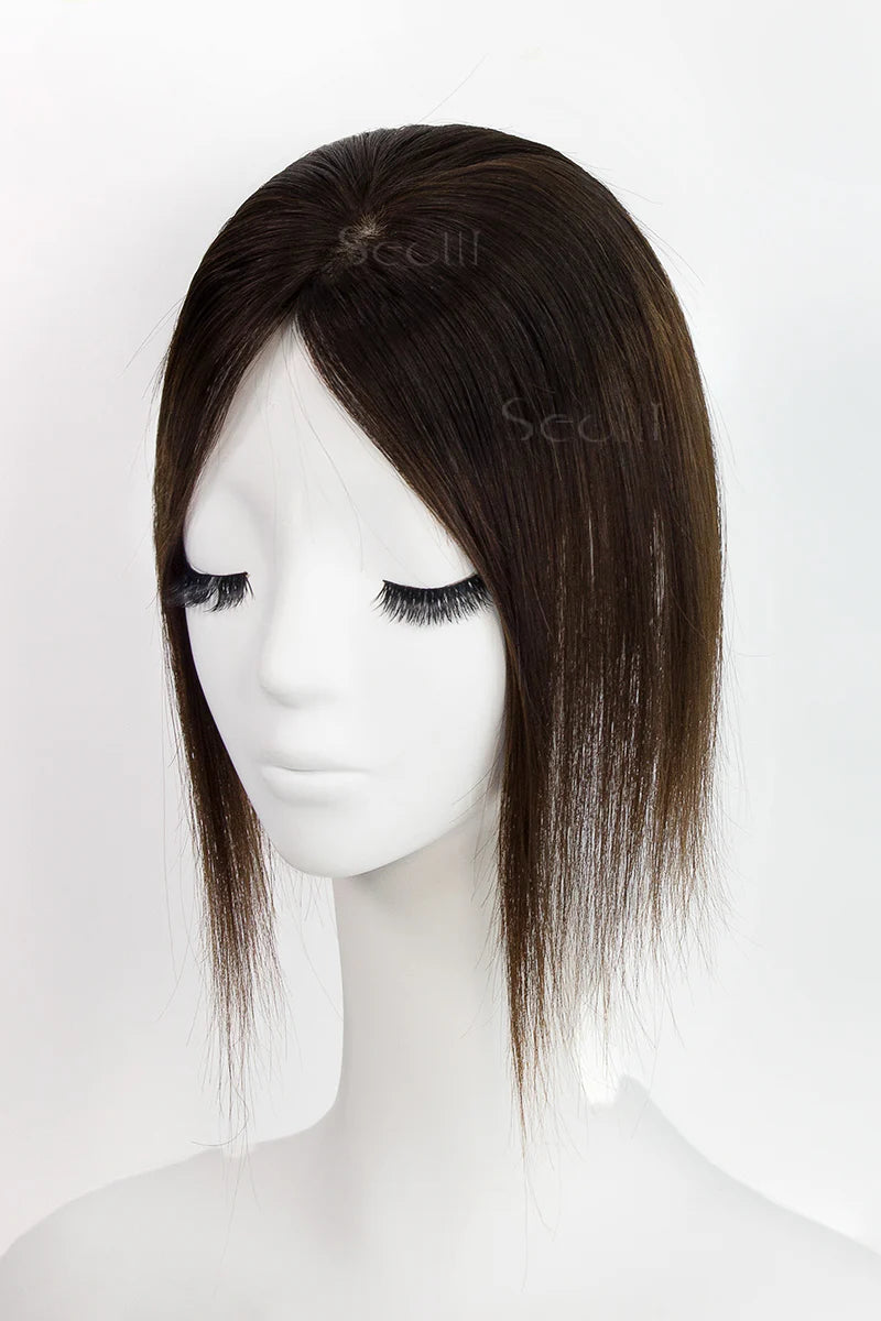 Flavia Silk Top Remy Human Hair Topper Dark Brown/Chocolate Brown #T2/3