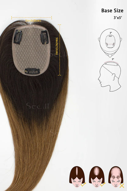 Flavia Silk Top Remy Human Hair Topper Dark Brown/Light Brown #T2/6