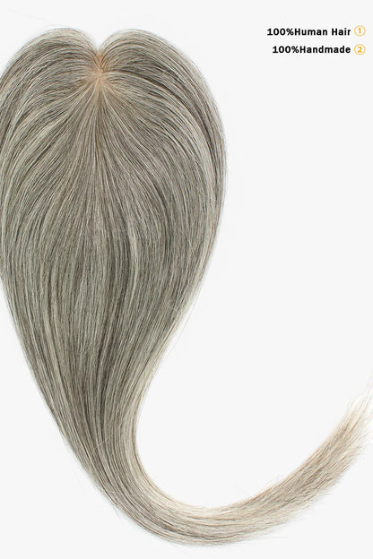 Flavia Silk Top Remy Human Hair Topper #Light Brown Grey