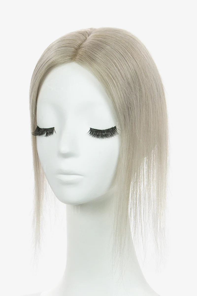 Flavia Silk Top Remy Human Hair Topper #Silver Gray