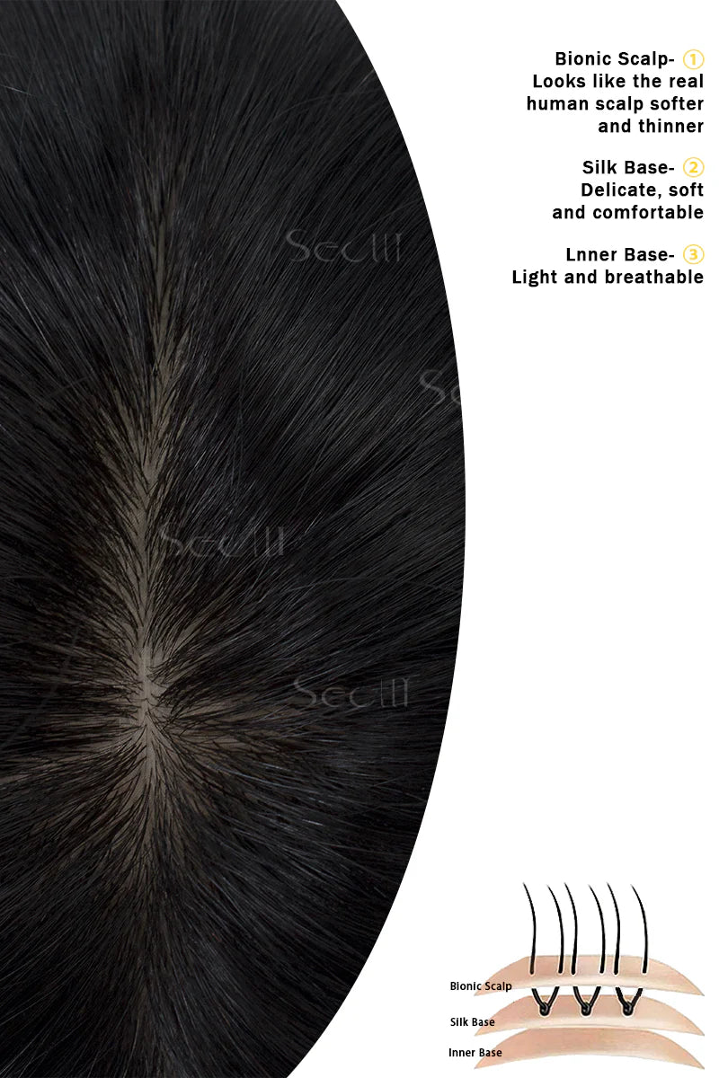 Carlin Human Hair Topper Natural Black #1B