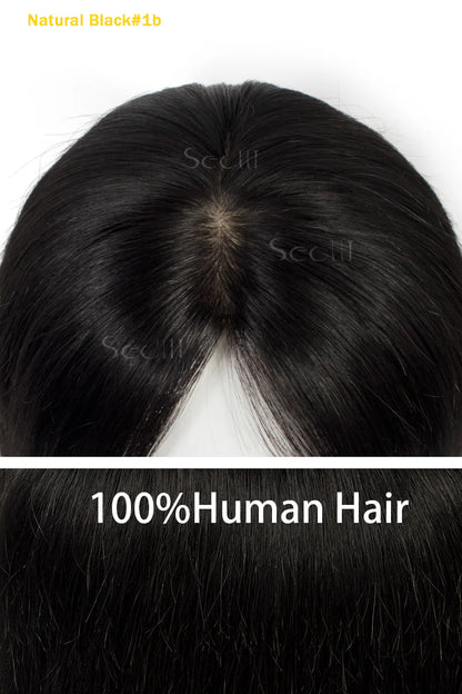 Carlin Human Hair Topper Natural Black #1B